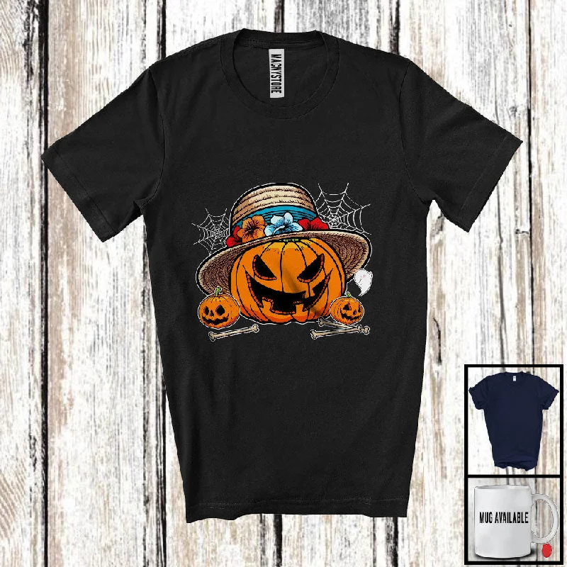 Hawaiian Carved Pumpkin, Horror Halloween Costume Hawaii Women, Family Group T-Shirt Cozy Warm Stylish