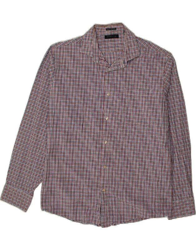 TOMMY HILFIGER Mens Port normal Regular Fit Shirt Size 17 XL Blue Check Print Jacquard Patchwork
