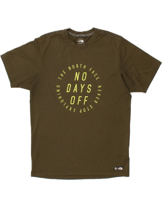 THE NORTH FACE Mens Graphic T-Shirt Top Small Green Polyester Striped Floral Plaid