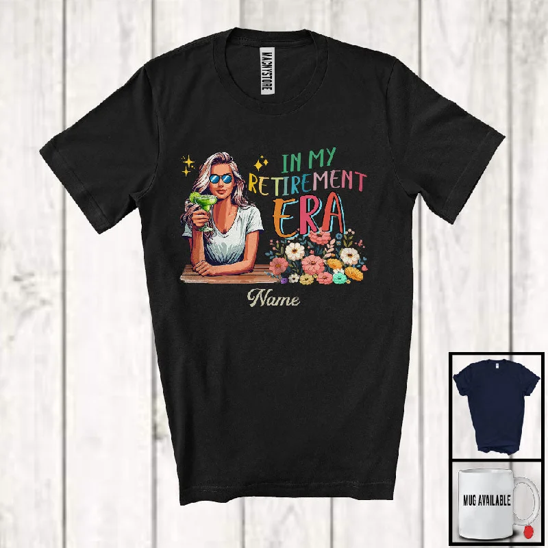 Personalized In My Retirement Era, Cheerful Custom Name Women Drinking Cocktail, Flowers Family T-Shirt Zippered Buttoned Snapped Personalized In My Retirement Era, Cheerful Custom Name Women Drinking Cocktail, Flowers Family T-Shirt Zippered Buttoned Snapped