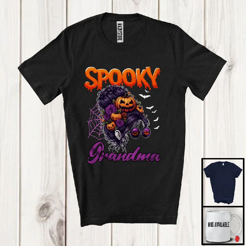 Spooky Grandma; Creepy Halloween Messy Bun Hair Women Sunglasses; Family Group T-Shirt Terry Blend Velvet Blend Canvas Blend