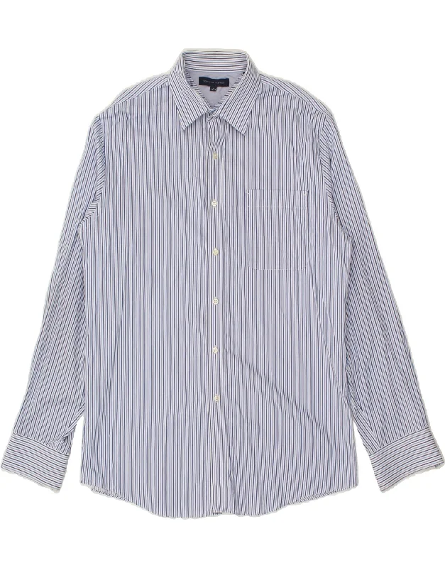 TOMMY HILFIGER Mens Shirt Size 16 Large Blue Pinstripe Chenille Fabric Brocade Fabric Lace Fabric
