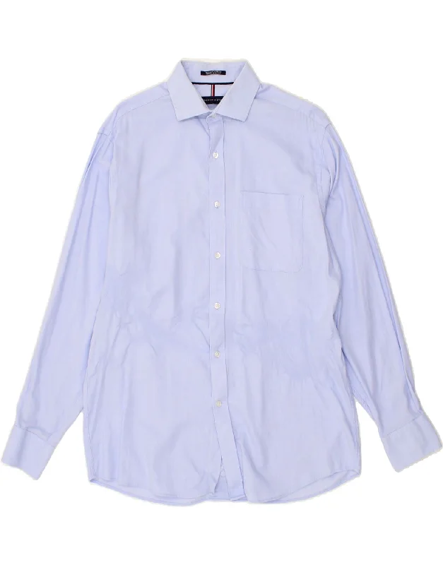 TOMMY HILFIGER Mens Wrinkle Resistant Shirt Size 15 1/2 Medium Blue Solid Color Striped Floral