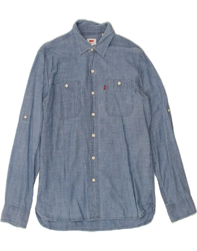 LEVI'S Mens Denim Shirt Medium Blue Cotton Basic T-Shirt Crew Neck Short Sleeve