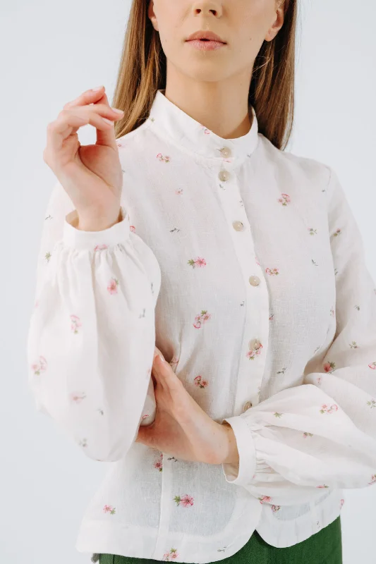 Fitted Sophie Shirt, Long Sleeve,  Apple Blossom Machine Wash Dry Clean Hand Wash