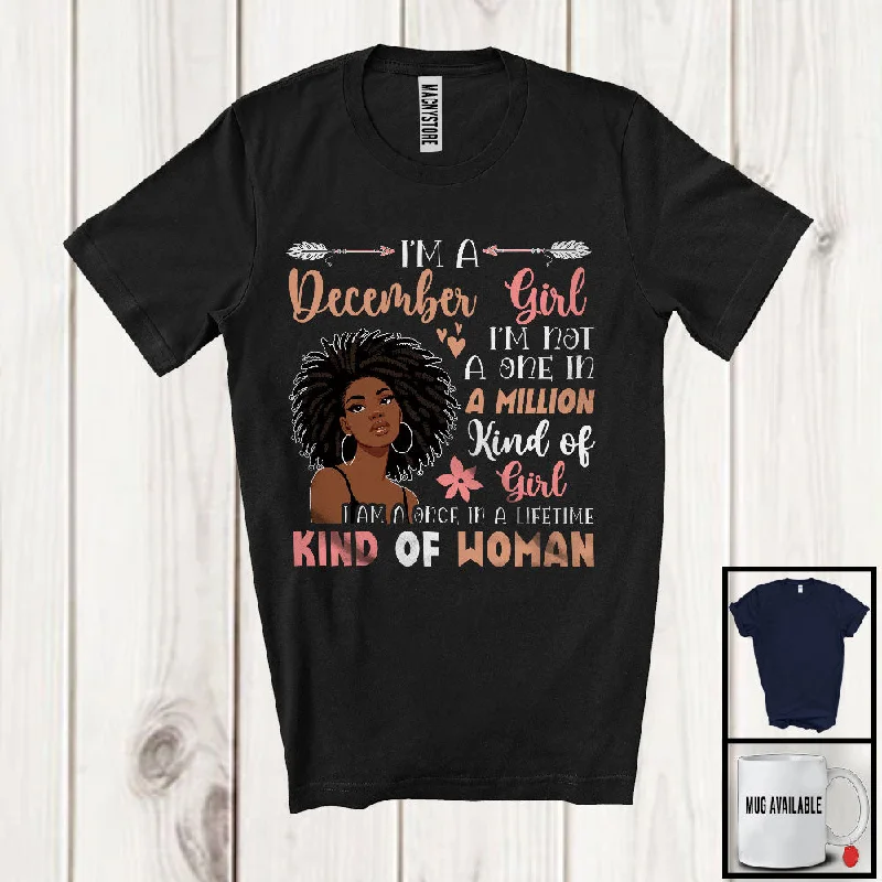 I'm A December Girl Once In A Lifetime; Lovely Birthday African Afro Women; Black Family Group T-Shirt Knit Fabric Woven Fabric Fleece Fabric
