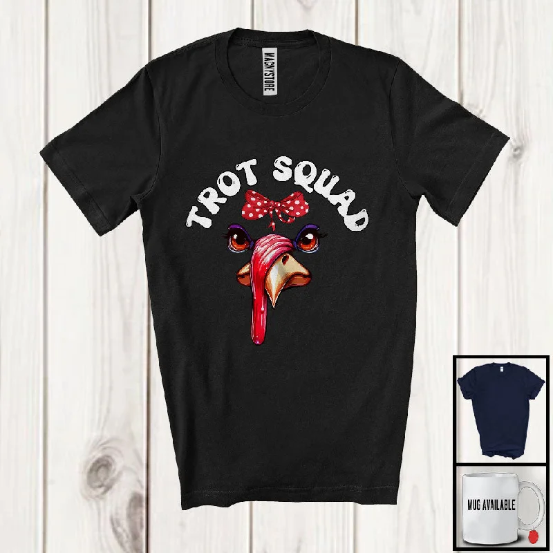 Trot Squad; Humorous Thanksgiving Face Tie Bow Turkey Runner; Girl Women Family Group T-Shirt Cashmere Blend Cotton Blend Poly Blend