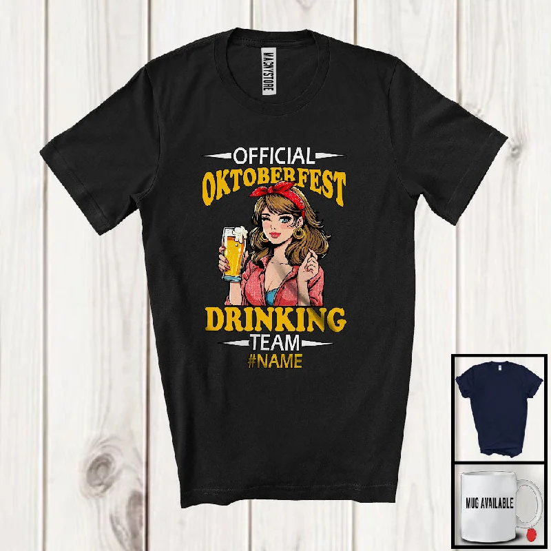 Personalized Custom Name Official Oktoberfest Drinking Team; Lovely Germany Girl Women Beer T-Shirt Graphic T-Shirt Round Neck Polyester Personalized Custom Name Official Oktoberfest Drinking Team; Lovely Germany Girl Women Beer T-Shirt Graphic T-Shirt Round Neck Polyester