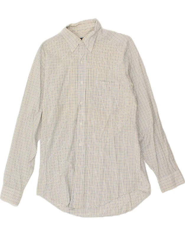 BROOKS BROTHERS Mens Shirt Medium Blue Check Cotton Welt Pockets Slit Pockets Flap Pockets