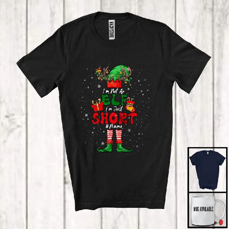 Personalized I'm Not An Elf I'm Just Short; Joyful Christmas Elf Snow; Custom Name Women Family T-Shirt Spandex Blend Rayon Blend Denim Blend