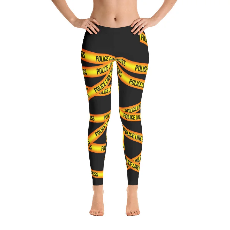 Police Line Do Not Cross Leggings Stylish Stretch Print Leggings