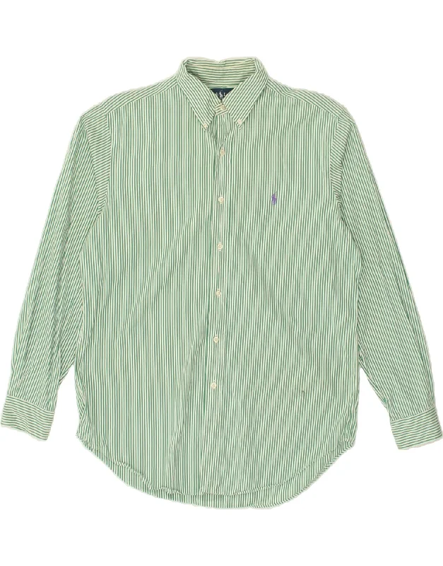RALPH LAUREN Mens Classic Fit Shirt Large Green Pinstripe Cotton Oversized T-Shirt Spandex breathable RALPH LAUREN Mens Classic Fit Shirt Large Green Pinstripe Cotton Oversized T-Shirt Spandex breathable