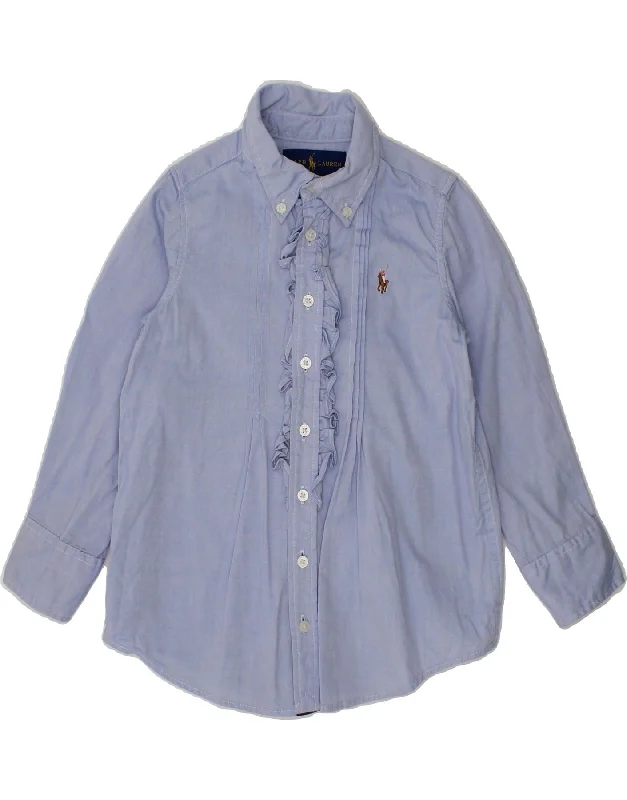 RALPH LAUREN Baby Girls Ruffle Front Shirt 18-24 Months Blue Fleece Fabric Down Fabric Feather Fabric RALPH LAUREN Baby Girls Ruffle Front Shirt 18-24 Months Blue Fleece Fabric Down Fabric Feather Fabric