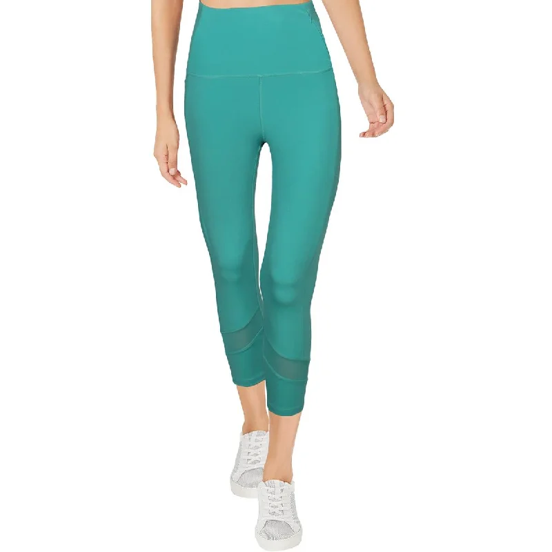 Nicole Miller Sport Women's High Waisted Mesh Inset Activewear Capri Leggings Trendy Tie-Dye Leggings