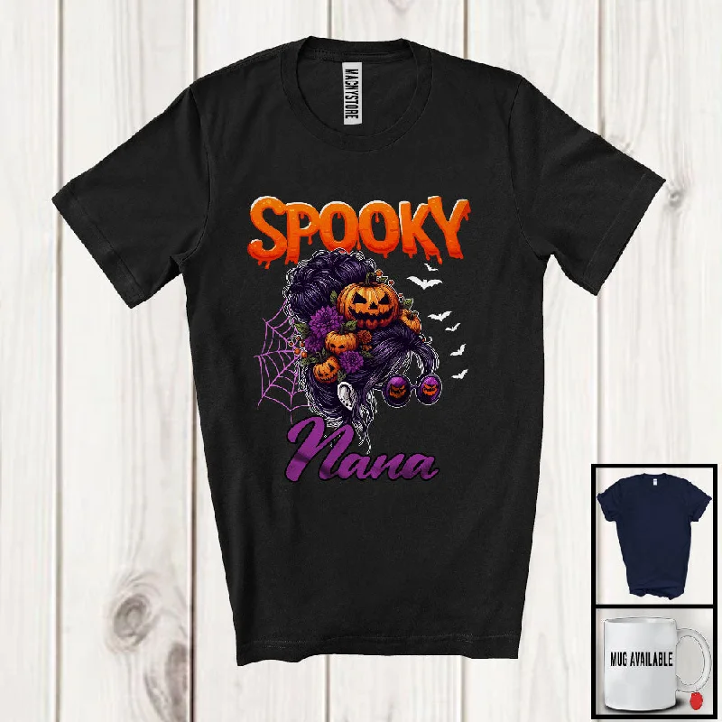 Spooky Nana; Creepy Halloween Messy Bun Hair Women Sunglasses; Family Group T-Shirt Cashmere Blend Cotton Blend Poly Blend