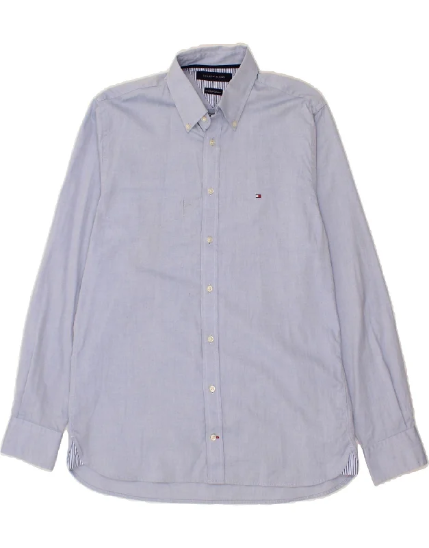 TOMMY HILFIGER Mens Shirt Large Blue Cotton Terry Blend Velvet Blend Canvas Blend