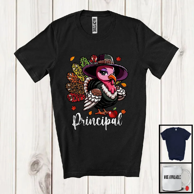 Principal; Amazing Thanksgiving Leopard Turkey Girl Women; Proud Jobs Family Group T-Shirt Modern Contemporary Chic