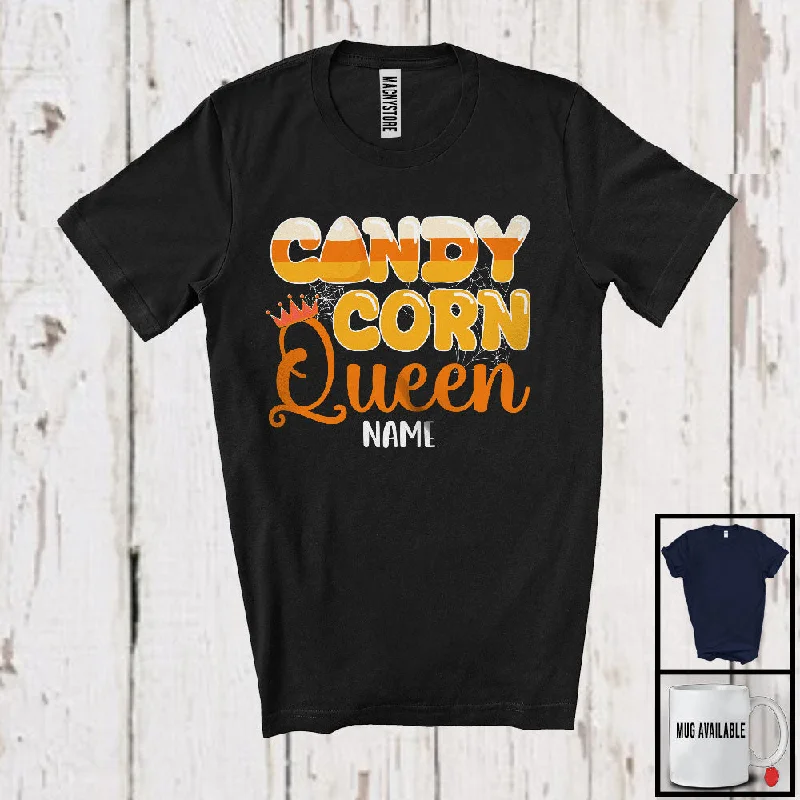 Personalized Candy Corn Queen, Happy Halloween Custom Name Women Candy Corn, Couple Family T-Shirt Collared T-Shirt Boat Neck A-Line Personalized Candy Corn Queen, Happy Halloween Custom Name Women Candy Corn, Couple Family T-Shirt Collared T-Shirt Boat Neck A-Line