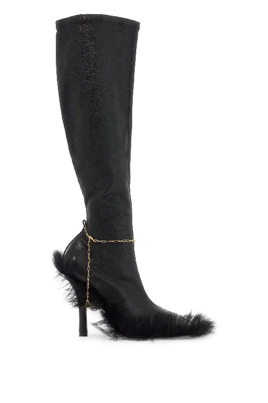 slinky leather high legging boots 8091157 BLACK Fashionable Floral Active Leggings