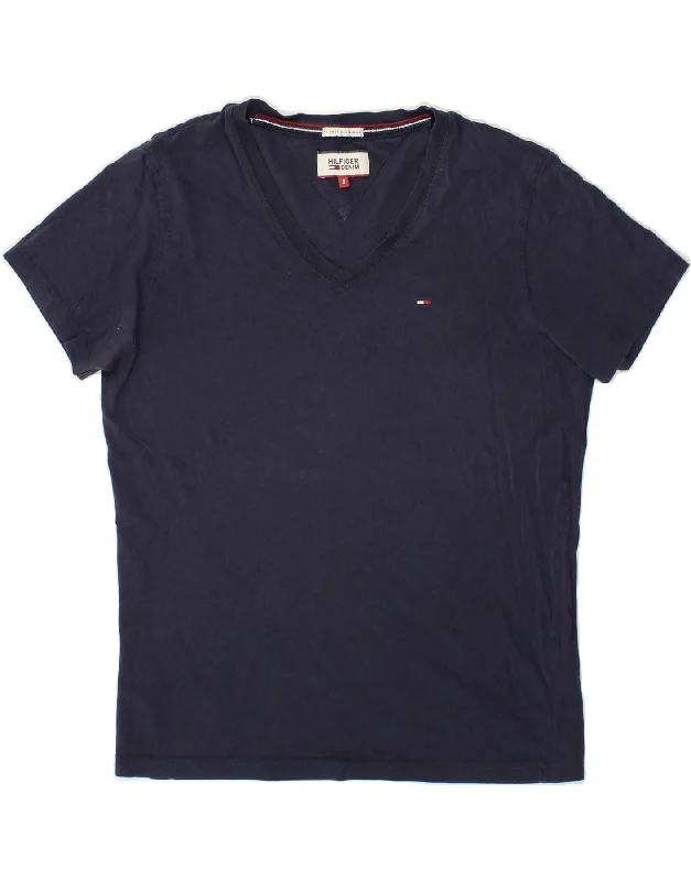 TOMMY HILFIGER Mens T-Shirt Top Small Navy Blue Cotton Anti-Shrink Durable Soft