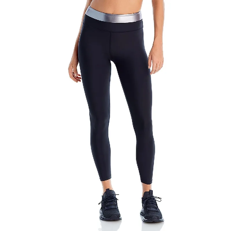 Aqua Womens High Rise Gym Athletic Leggings Casual Black Leggings