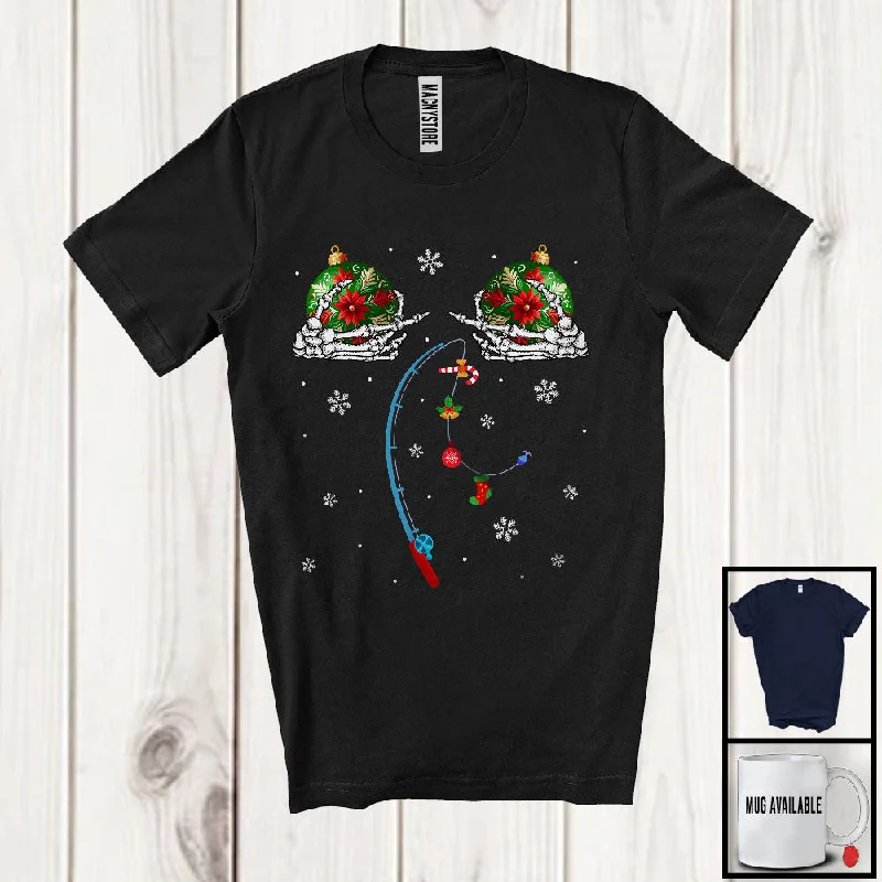 Fishing Christmas Bubble Boobs Skeleton Hands; Humorous X-mas Ornaments Women; Family T-Shirt Satin Blend Silk Blend Wool Blend Fishing Christmas Bubble Boobs Skeleton Hands; Humorous X-mas Ornaments Women; Family T-Shirt Satin Blend Silk Blend Wool Blend