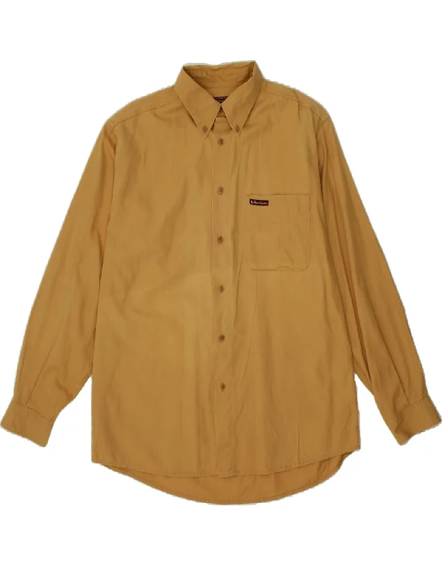 MARLBORO CLASSICS Mens Shirt Medium Brown Cotton Spandex Blend Rayon Blend Denim Blend