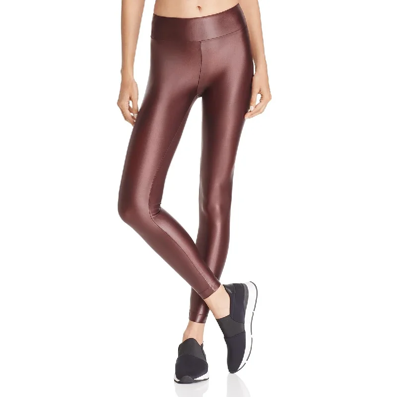 Koral Activewear Womens Lustrous Infinity Lustrous High Rise Leggings Elegant Stretchy Faux Leather Leggings
