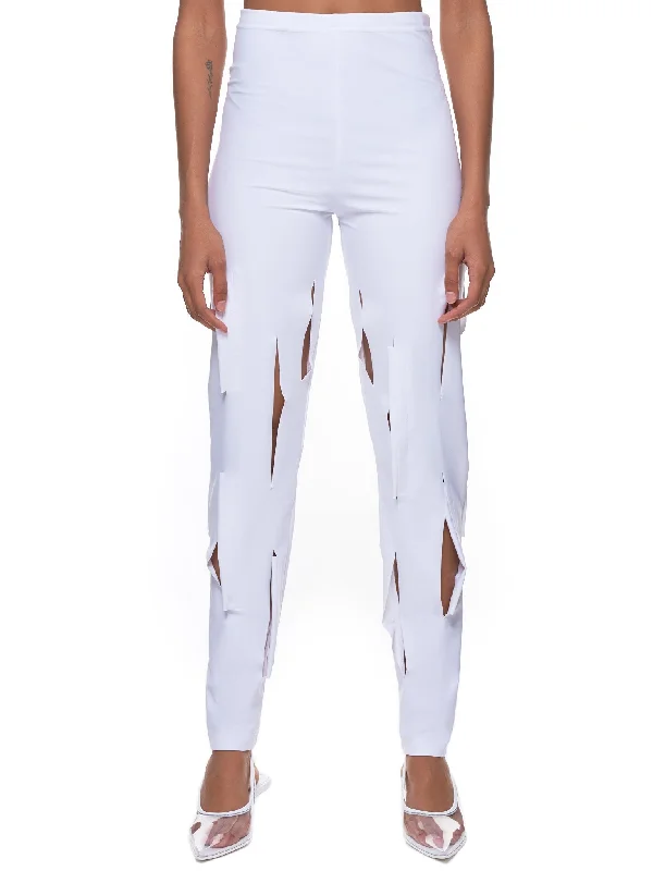 Cut-Out Leggings (GC-T038-051-WHITE) Fashionable Moisture-Wicking Leggings