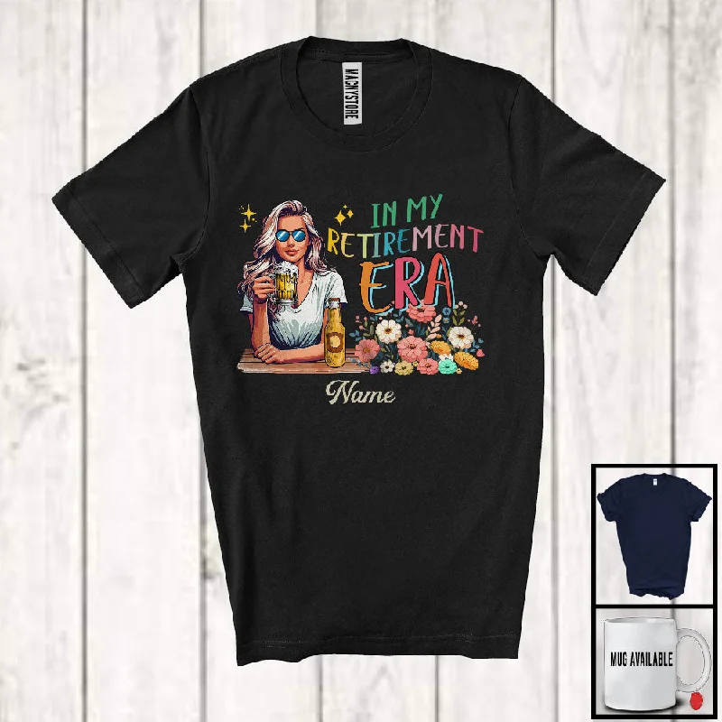 Personalized In My Retirement Era, Cheerful Custom Name Women Drinking Beer, Flowers Family T-Shirt Elasticated Padded Insulated Personalized In My Retirement Era, Cheerful Custom Name Women Drinking Beer, Flowers Family T-Shirt Elasticated Padded Insulated