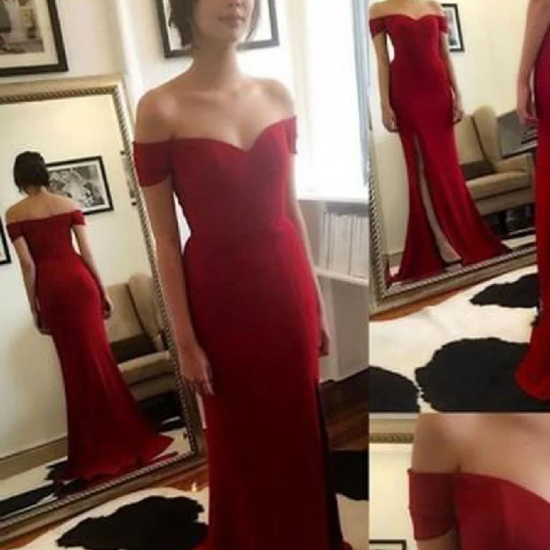 Off Shoulder Red Mermaid Evening Prom Dresses, Long Sweetheart Neckline Party Prom Dress, Custom Long Prom Dresses, Cheap Formal Prom Dresses, 17072 Tunics Floral girly