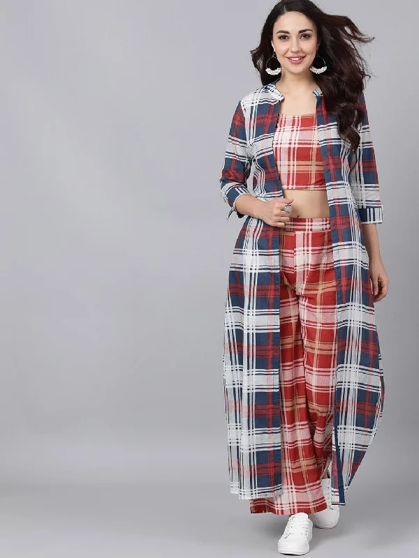 Women's Top with Palazzos With Jacket - AKS Zippered Jacket Buttoned Jacket Snapped Jacket