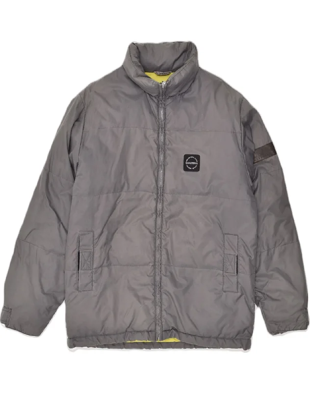 DIADORA Womens Padded Jacket UK 44 2XL Grey Polyester Knit Fabric Woven Fabric Fleece Fabric