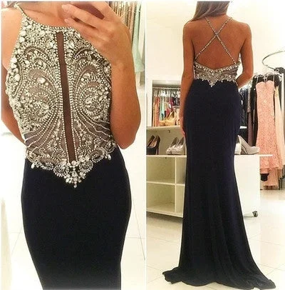 Sexy Backless Beaded Mermaid Evening Prom Dresses, Black Long Party Prom Dress, Custom Long Prom Dresses, Cheap Formal Prom Dresses, 17075 Tunics Plaid country