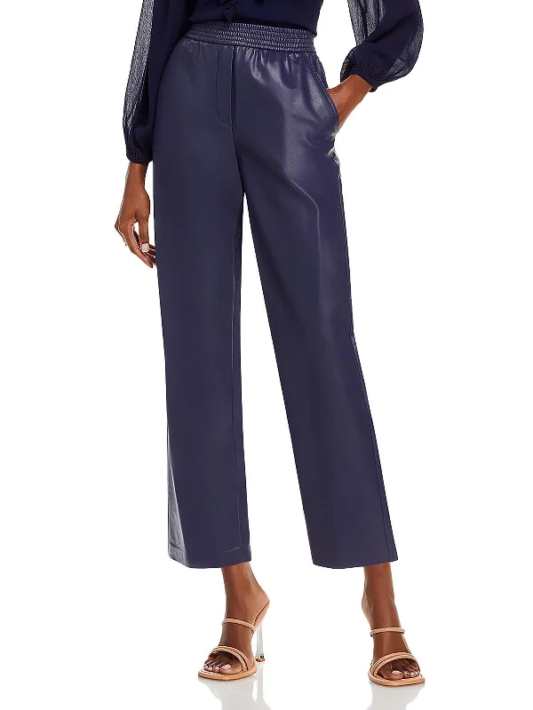 Ariella Womens Faux Leather Crop Ankle Pants Comfortable Maternity Pants