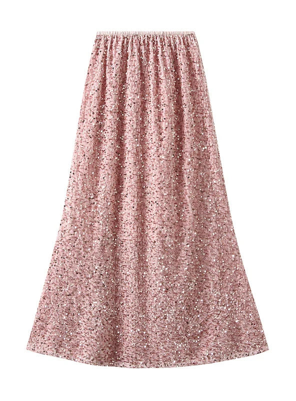 Long Sequined Velvet Fishtail Skirt slim fit skirt