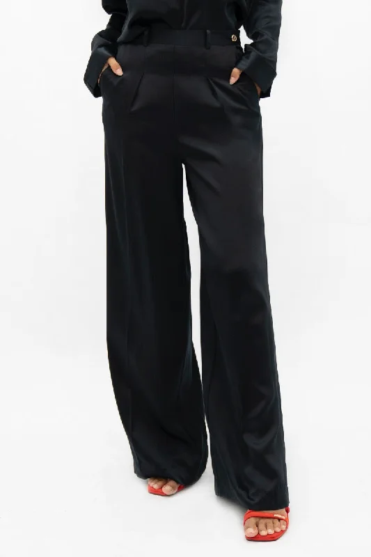 Branson  - Wide Leg Pants - Black Trendy Wide-Leg Pants