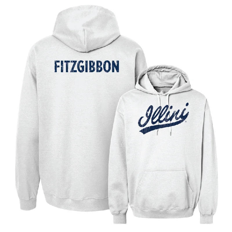 Script White Hoodie  - Kadyn Fitzgibbon Hoodie with Longline Fit Extended Stylish
