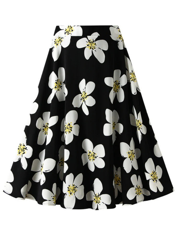 Elastic Waist Flower Print Skirt wool skirt sturdy