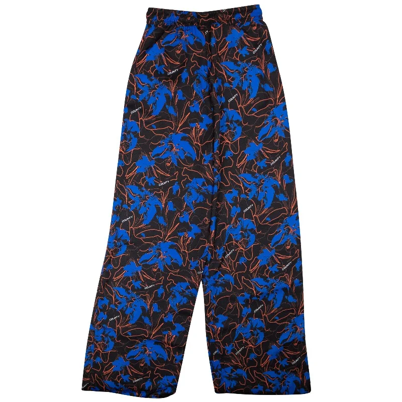 Black And Blue Floral Wide Pants Cozy Knit Pants