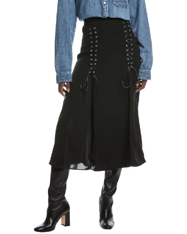 Gracia Lace-Up Skirt ribbed skirt waist