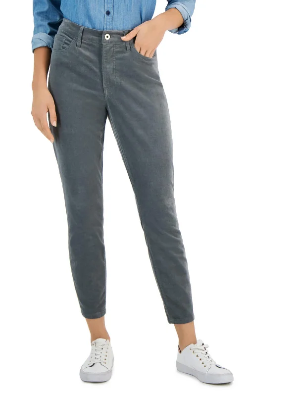 Tribeca Womens Corduroy Cropped Skinny Pants Relaxed Linen Pants