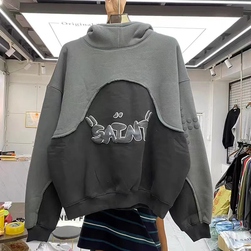 Advbridge Three-dimensional foam splicing color hoodie plus fleece hoodie men and women Hoodie with Hem Contrast Bold Stylish Advbridge Three-dimensional foam splicing color hoodie plus fleece hoodie men and women Hoodie with Hem Contrast Bold Stylish