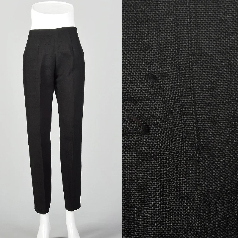 Small 1960s Black Cigarette Pants Wide-Legged Palazzos