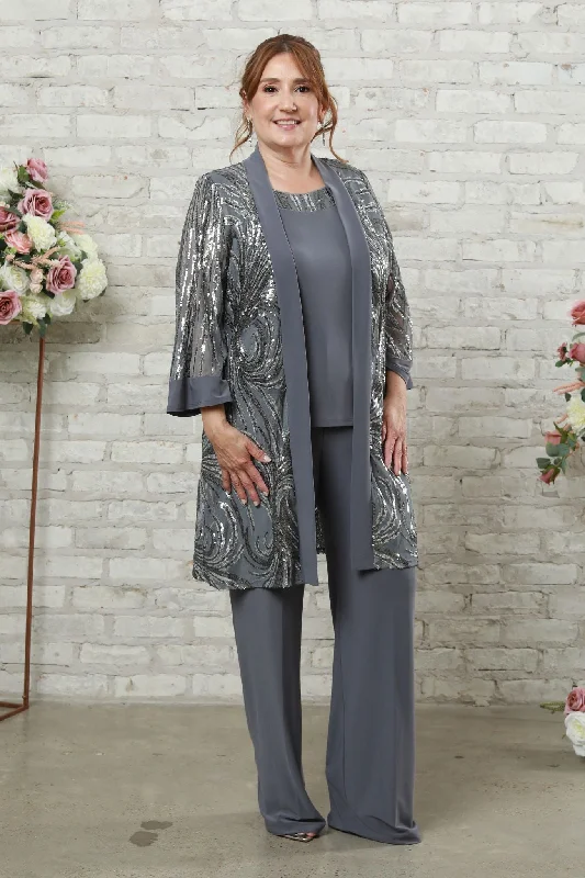Women's Sparkling Sequin Pant Suit Set Trendy Tapered Pants
