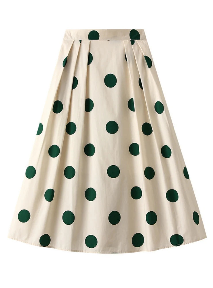 High Waist and Polka-dot Contrast Color Skirt lightweight skirt design