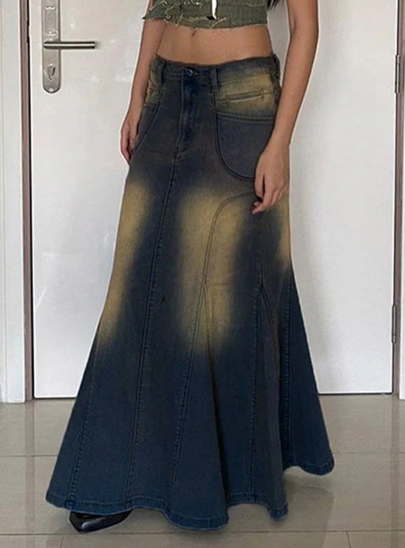 Retro Slim Low Waist Fishtail Skirt leather skirt bold