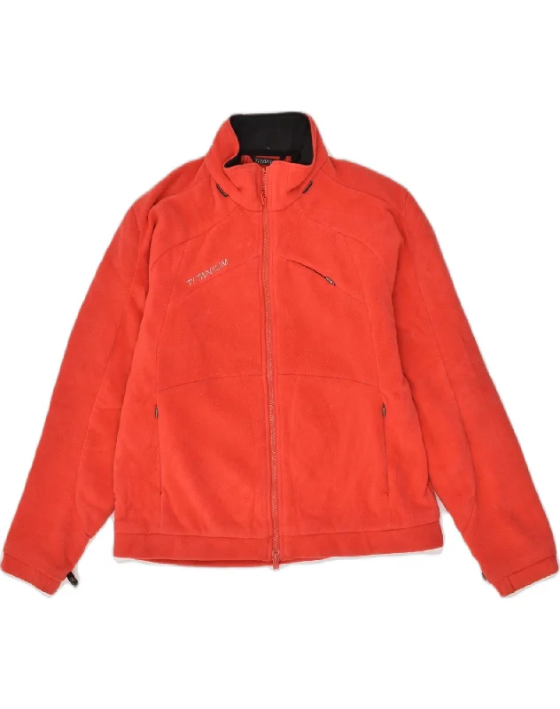 COLUMBIA Womens Fleece Jacket UK 14 Medium Red Tiered Jacket Buttoned Jacket Zippered Jacket