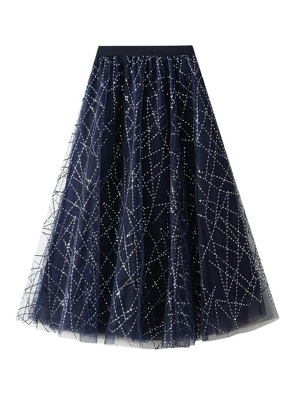 Sequined Pleated Gauze Skirt athletic skirt fit