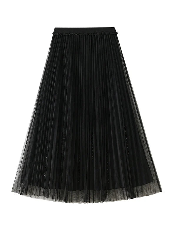 High Waist and Slim Beaded Gauze Skirt corduroy skirt cozy